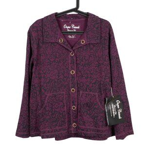 Onque Casuals Jacket XL NEW Purple Floral Swirl Cotton Y2K Snaps Pockets Light